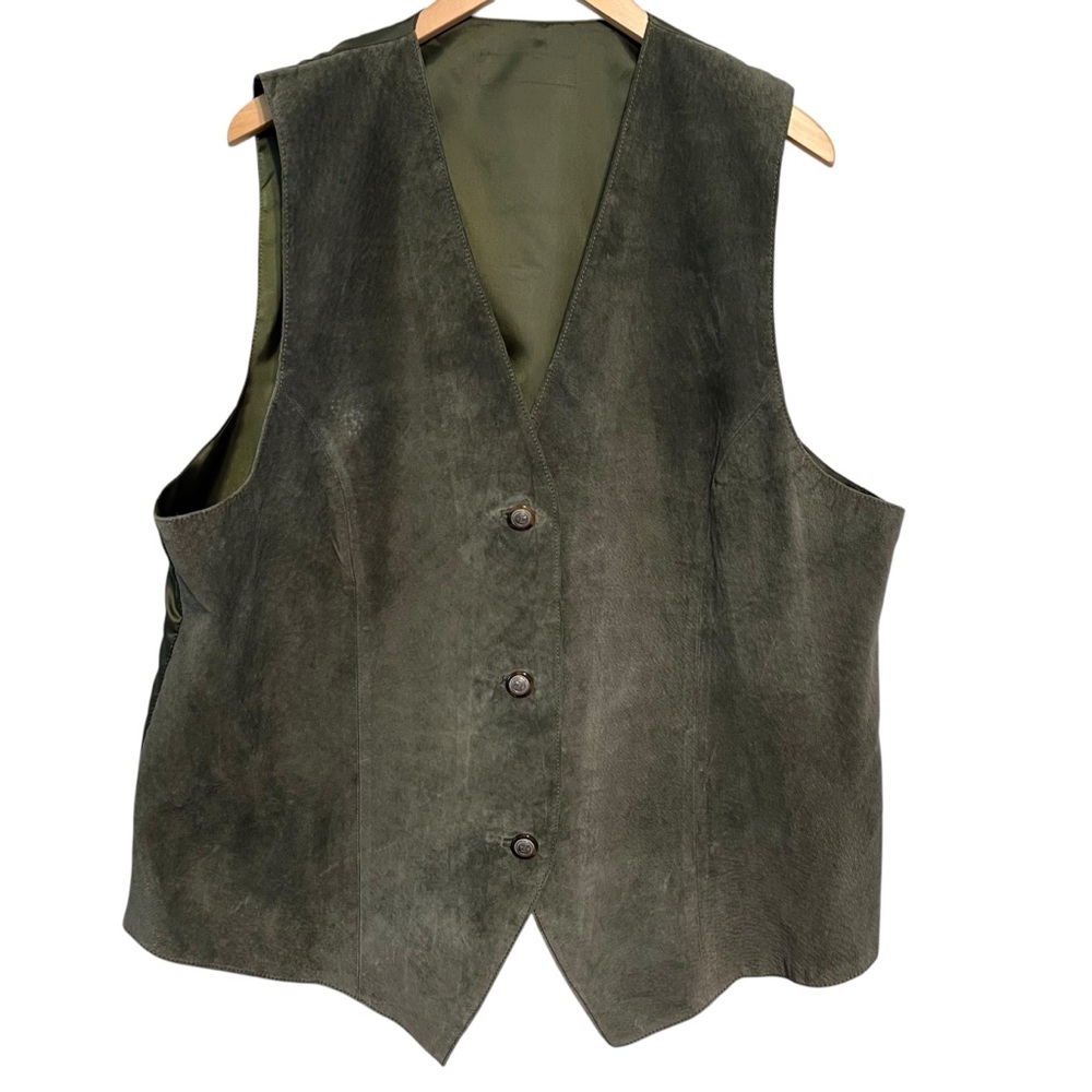 Great Seal of the State of Oklahoma Sage Suede Vest; Mens XL (approx.)